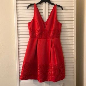 Short, Red Badgley Mischka Lace Dress